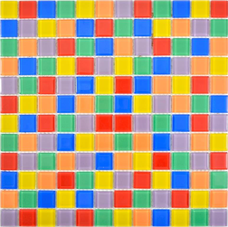 Muestra de mano transparente cristal mosaico colorido pared azulejo backsplash cocina baño MOS63-1234_m