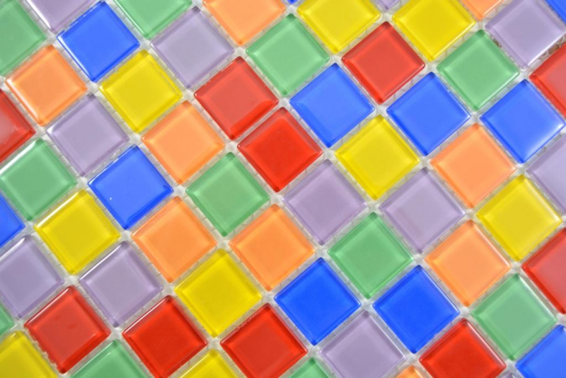 Muestra de mano transparente cristal mosaico colorido pared azulejo backsplash cocina baño MOS63-1234_m