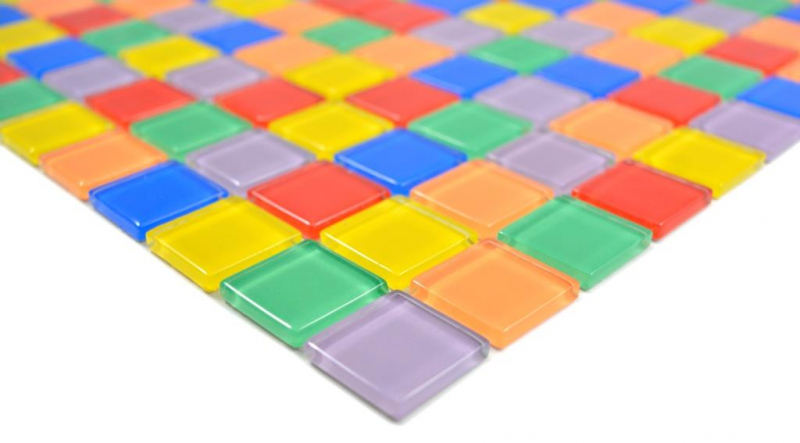 Muestra de mano transparente cristal mosaico colorido pared azulejo backsplash cocina baño MOS63-1234_m