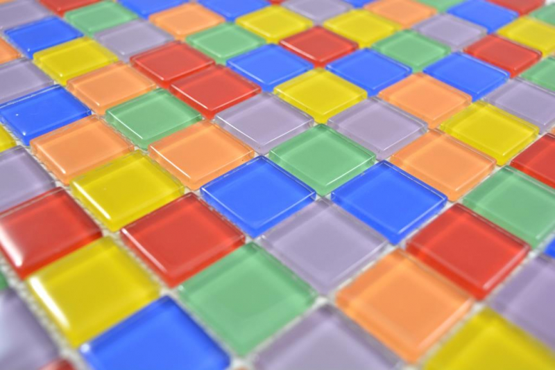 Muestra de mano transparente cristal mosaico colorido pared azulejo backsplash cocina baño MOS63-1234_m