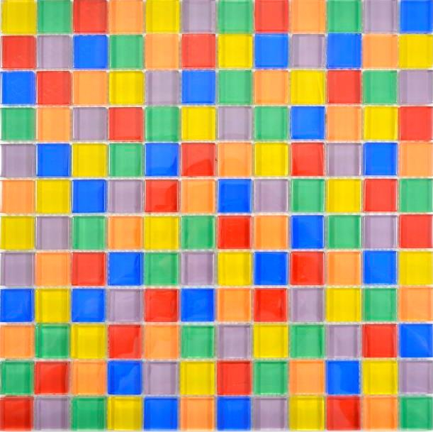Muestra de mano transparente cristal mosaico colorido pared azulejo backsplash cocina baño MOS88-1235_m