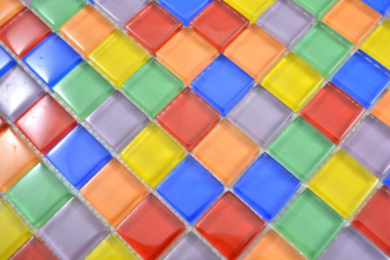 Muestra de mano transparente cristal mosaico colorido pared azulejo backsplash cocina baño MOS88-1235_m