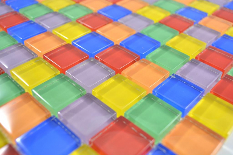 Muestra de mano transparente cristal mosaico colorido pared azulejo backsplash cocina baño MOS88-1235_m
