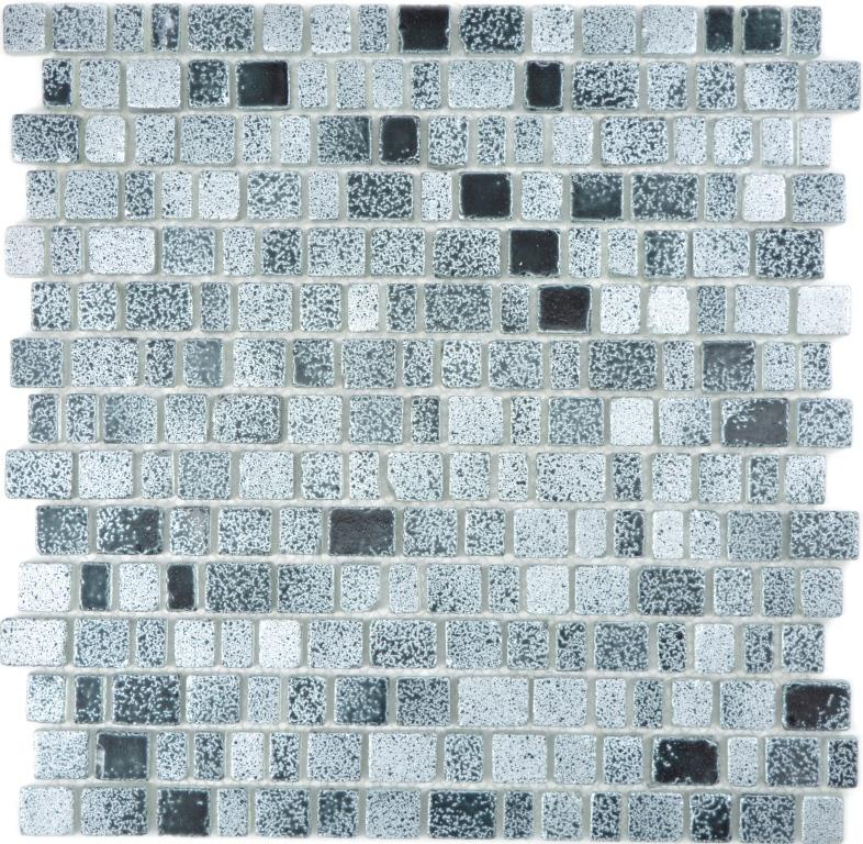Muestra de mano transparente cristal mosaico vidrio mosaico gris negro pared azulejo backsplash cocina baño MOS85-0203_m