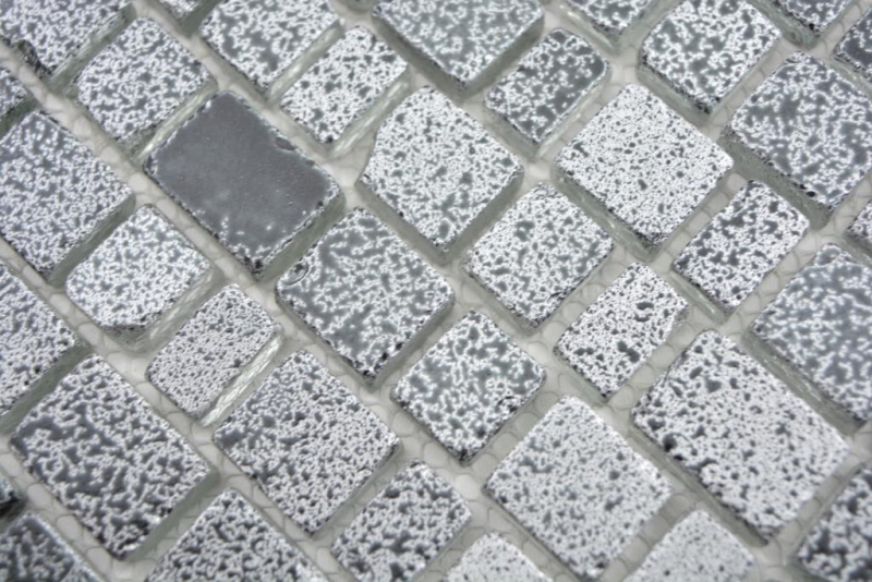 Muestra de mano transparente cristal mosaico vidrio mosaico gris negro pared azulejo backsplash cocina baño MOS85-0203_m