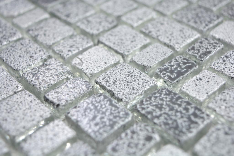 Muestra de mano transparente cristal mosaico vidrio mosaico gris negro pared azulejo backsplash cocina baño MOS85-0203_m
