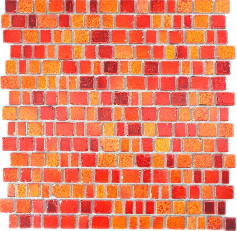 Muestra de mano transparente cristal mosaico vidrio mosaico rojo pared azulejo backsplash cocina baño MOS85-0009_m