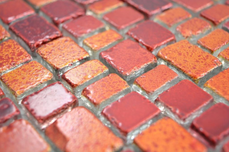 Muestra de mano transparente cristal mosaico vidrio mosaico rojo pared azulejo backsplash cocina baño MOS85-0009_m