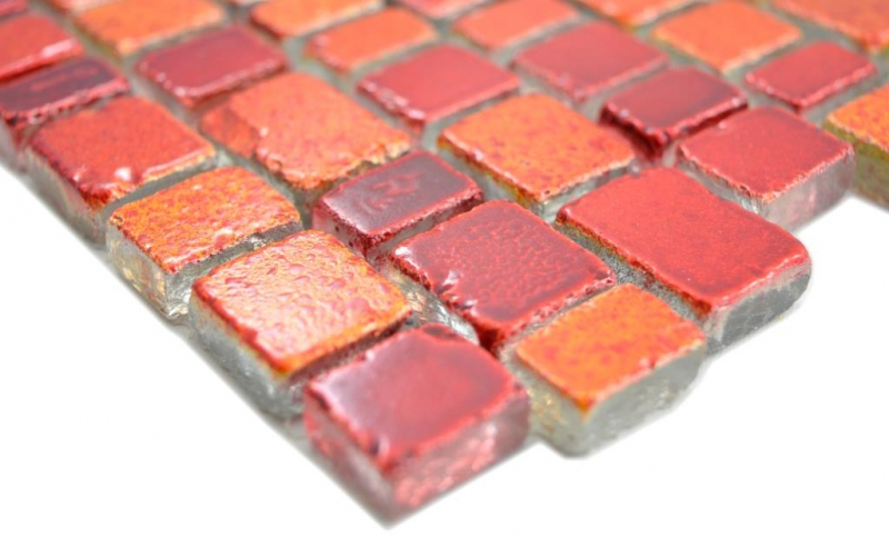 Muestra de mano transparente cristal mosaico vidrio mosaico rojo pared azulejo backsplash cocina baño MOS85-0009_m