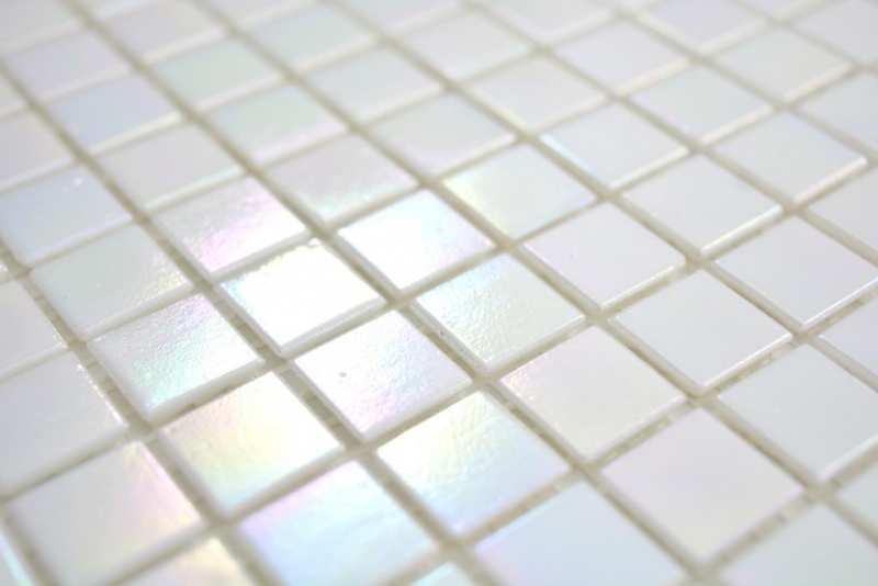 Mosaico de vidrio mosaico azulejos blanco perla iridio iridiscente pared ducha plato de ducha MOS58-0103