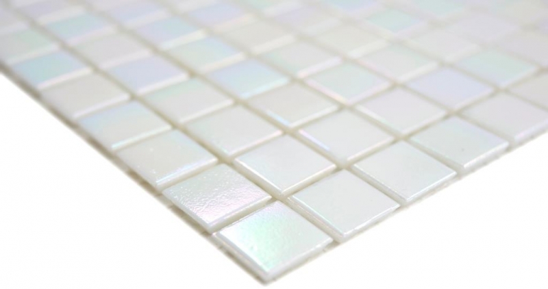 Mosaico de vidrio mosaico azulejos blanco perla iridio iridiscente pared ducha plato de ducha MOS58-0103