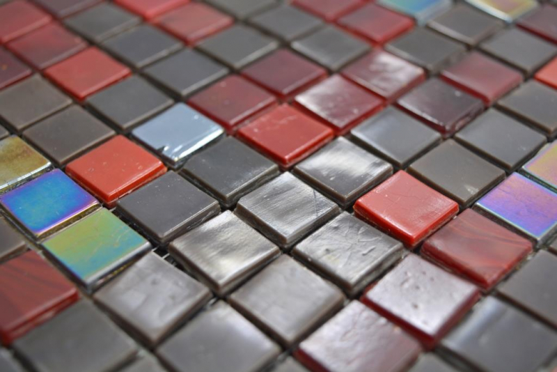 Muestra de mano vidrio mosaico de vidrio marrón rojo pared azulejo espejo cocina baño MOS58-0913_m