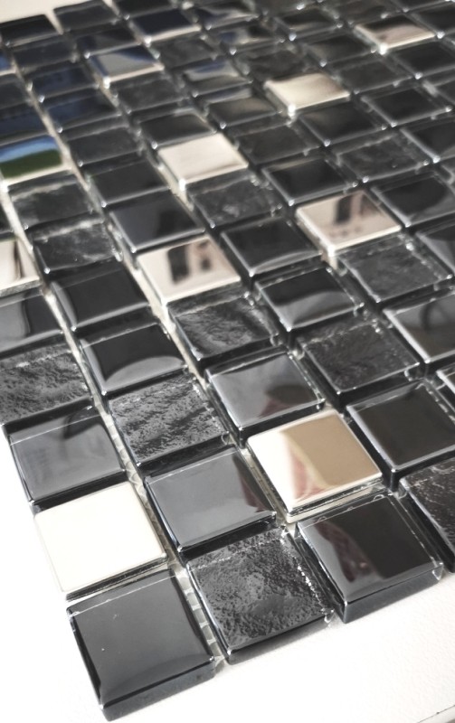 Mosaico de vidrio azulejos de mosaico de acero inoxidable antracita plata azulado pared azulejos backsplash cocina cuarto de baño MOS88-0322