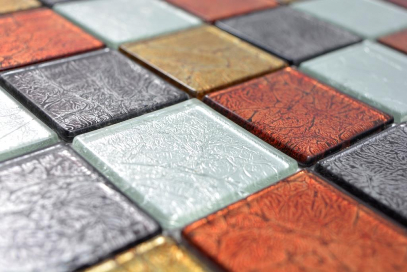 Muestra de mano transparente cristal mosaico oro plata negro rojo estructura pared azulejo espejo cocina baño MOS73-71739_m