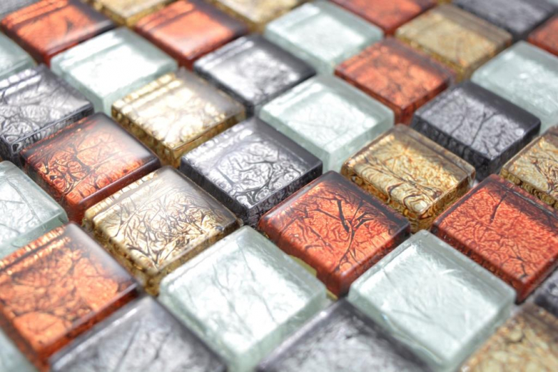 Muestra de mano transparente cristal mosaico oro plata negro rojo estructura pared azulejo espejo cocina baño MOS88-71739_m