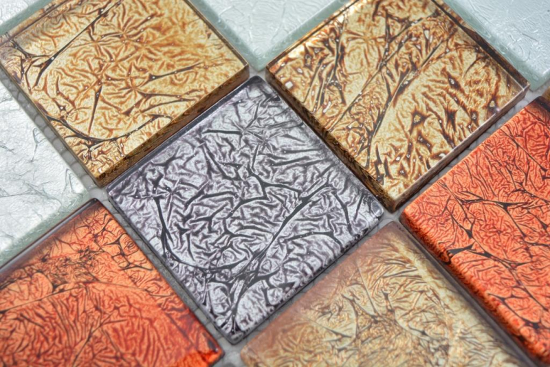 Muestra de mano transparente cristal mosaico oro plata negro rojo estructura pared azulejo espejo cocina baño MOS129-71739_m