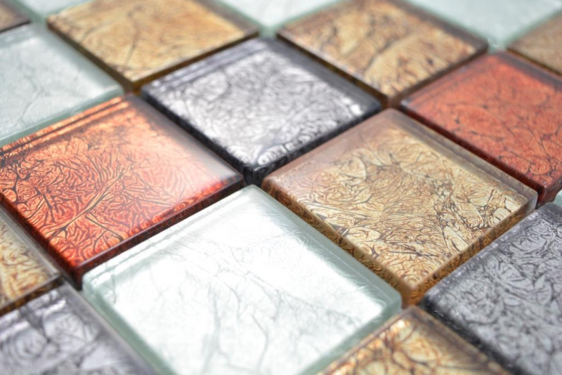 Muestra de mano transparente cristal mosaico oro plata negro rojo estructura pared azulejo espejo cocina baño MOS129-71739_m
