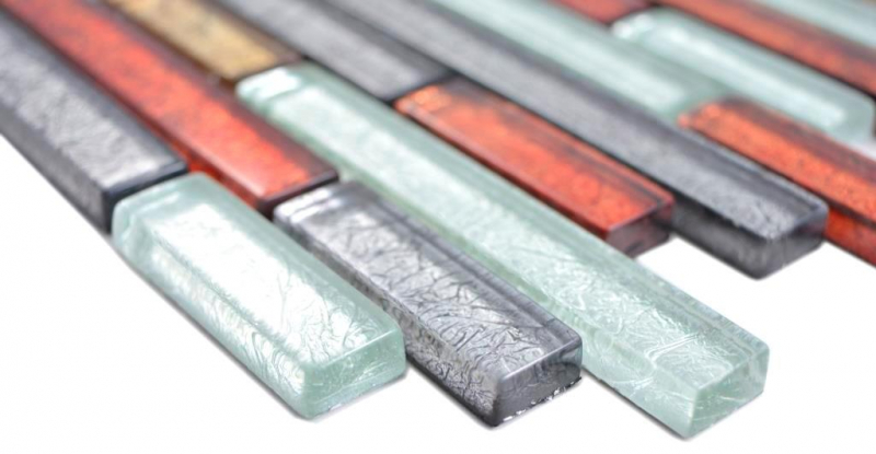 Muestra de mano mosaico de cristal transparente mosaico de vidrio compuesto oro plata negro rojo estructura MOS87-71739_m