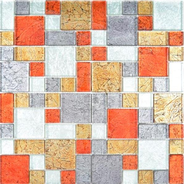 Muestra de mano transparente cristal mosaico vidrio mosaico oro plata negro rojo estructura MOS86-71739_m