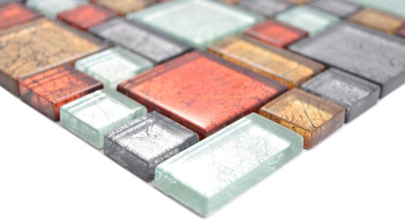Muestra de mano transparente cristal mosaico vidrio mosaico oro plata negro rojo estructura MOS86-71739_m