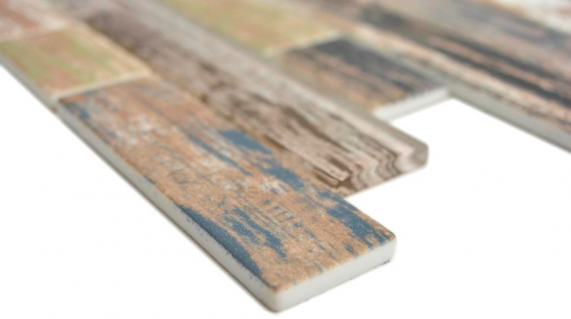Muestra de mano ladrillo mosaico translúcido compuesto ECO mosaico de vidrio viejo madera pared azulejo backsplash cocina baño MOS24-2093_m