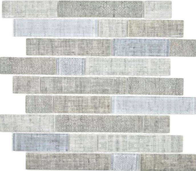 Translúcido ladrillo mosaico compuesto ECO mosaico de vidrio textil gris pared azulejo backsplash cocina cuarto de baño MOS24-2097