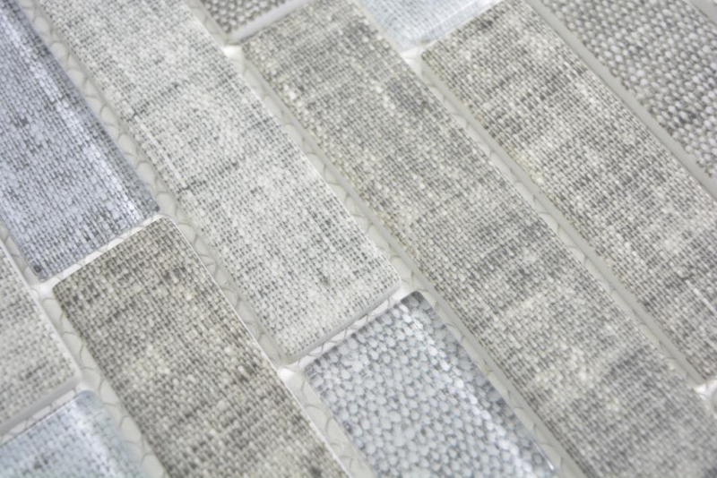 Translúcido ladrillo mosaico compuesto ECO mosaico de vidrio textil gris pared azulejo backsplash cocina cuarto de baño MOS24-2097