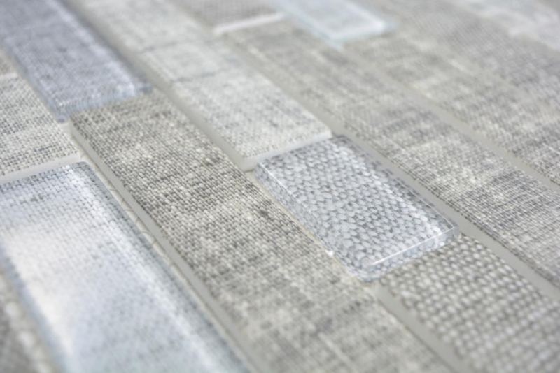 Translúcido ladrillo mosaico compuesto ECO mosaico de vidrio textil gris pared azulejo backsplash cocina cuarto de baño MOS24-2097