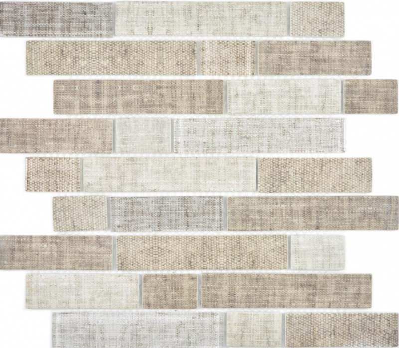 Translúcido mosaico de ladrillo compuesto ECO mosaico de vidrio textil beige pared azulejo backsplash cocina cuarto de baño MOS24-2099