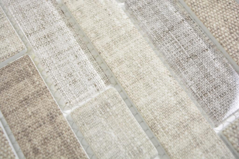 Translúcido mosaico de ladrillo compuesto ECO mosaico de vidrio textil beige pared azulejo backsplash cocina cuarto de baño MOS24-2099