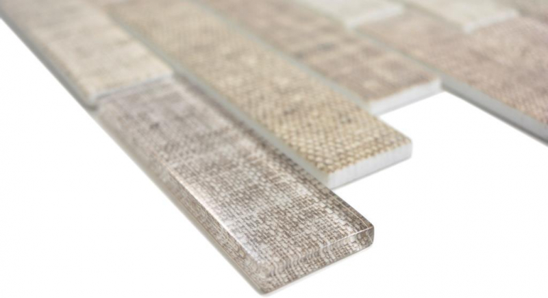 Translúcido mosaico de ladrillo compuesto ECO mosaico de vidrio textil beige pared azulejo backsplash cocina cuarto de baño MOS24-2099
