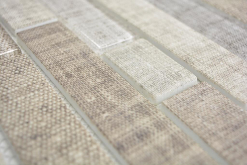 Translúcido mosaico de ladrillo compuesto ECO mosaico de vidrio textil beige pared azulejo backsplash cocina cuarto de baño MOS24-2099