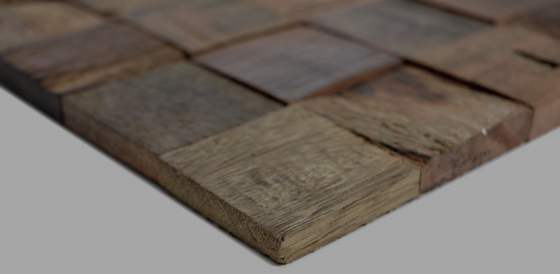 Mosaico de madera de tablones de barco Revestimiento de pared de madera FSC salpicadero de cocina MOS160-23