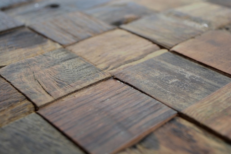 Mosaico de madera de tablones de barco Revestimiento de pared de madera FSC salpicadero de cocina MOS160-23