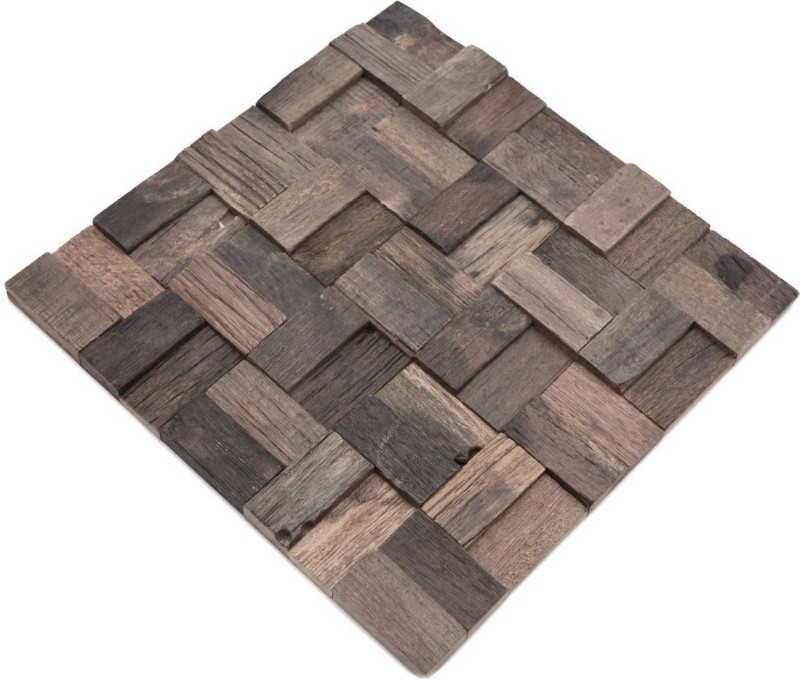 Mosaico de madera hecho de tablones de barco Revestimiento de pared de madera FSC salpicadero de cocina MOS160-25