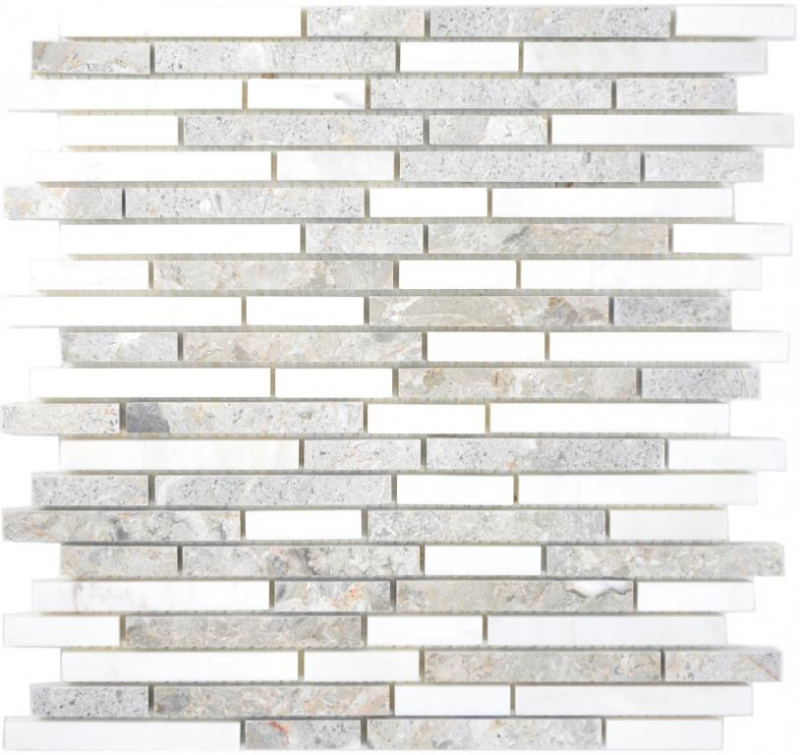Muestra de mano mármol mosaico compuesto piedra gris blanco mosaico azulejo pared azulejo backsplash cocina baño MOS87-0201_m