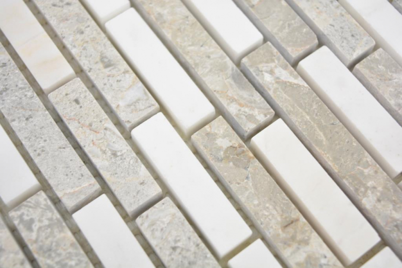 Muestra de mano mármol mosaico compuesto piedra gris blanco mosaico azulejo pared azulejo backsplash cocina baño MOS87-0201_m