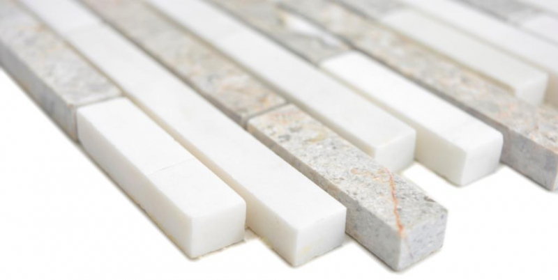 Muestra de mano mármol mosaico compuesto piedra gris blanco mosaico azulejo pared azulejo backsplash cocina baño MOS87-0201_m