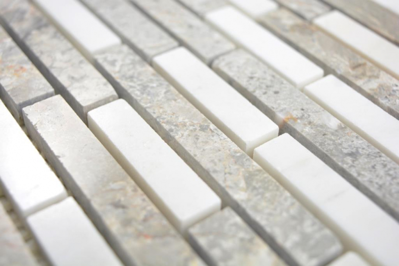 Muestra de mano mármol mosaico compuesto piedra gris blanco mosaico azulejo pared azulejo backsplash cocina baño MOS87-0201_m