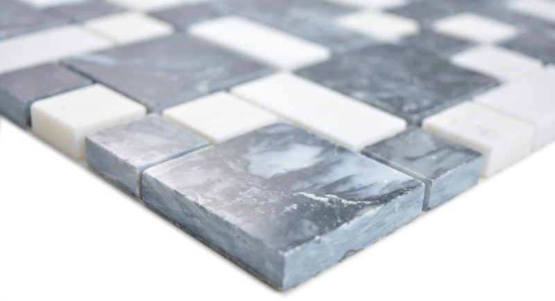 Muestra de mano de mármol mosaico piedra blanco negro mosaico azulejo pared azulejo backsplash cocina baño MOS88-0302_m