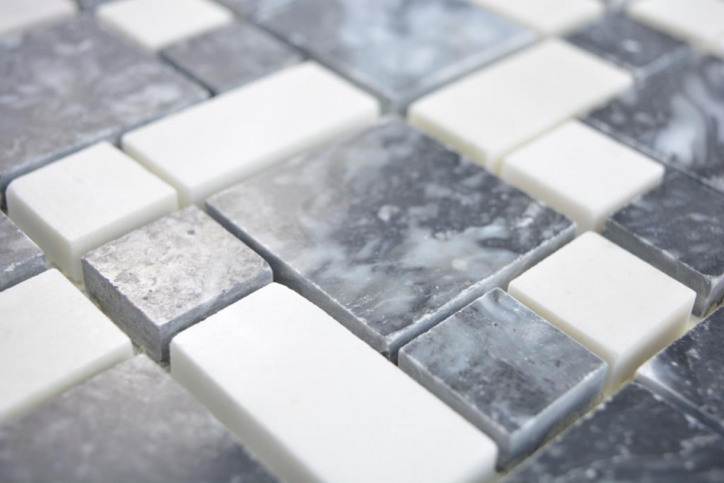 Muestra de mano de mármol mosaico piedra blanco negro mosaico azulejo pared azulejo backsplash cocina baño MOS88-0302_m