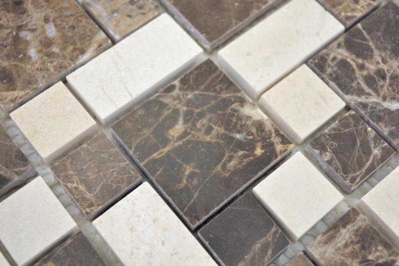 Muestra de mano mármol mosaico piedra emperador oscuro cremarfil mosaico azulejo pared azulejo backsplash cocina baño MOS88-1312_m