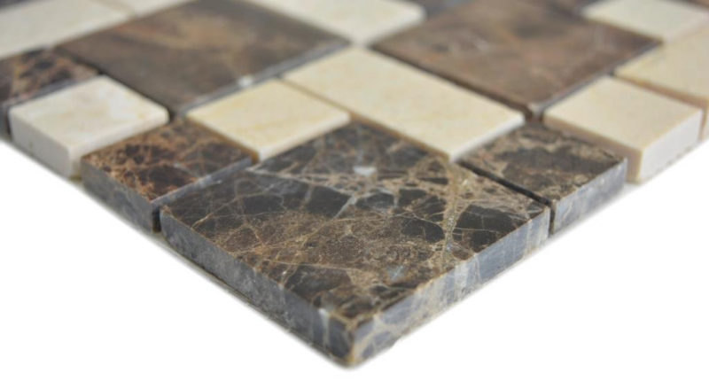 Muestra de mano mármol mosaico piedra emperador oscuro cremarfil mosaico azulejo pared azulejo backsplash cocina baño MOS88-1312_m