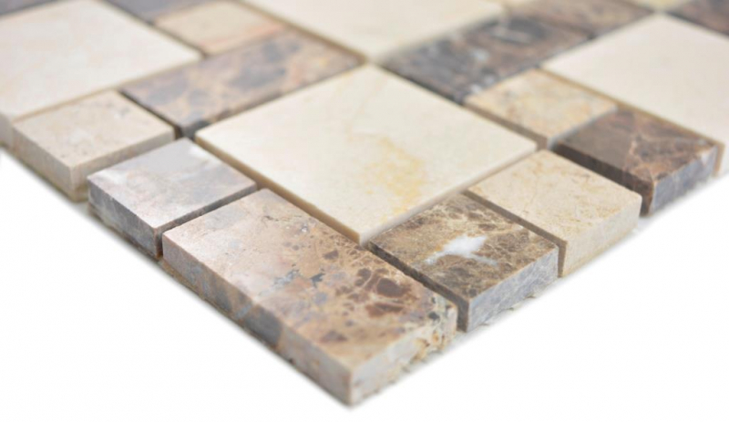 Muestra de mano mármol mosaico piedra emperador oscuro cremarfil mosaico azulejo pared azulejo backsplash cocina baño MOS88-1313_m