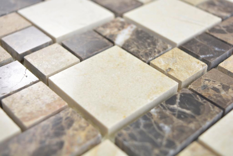 Muestra de mano mármol mosaico piedra emperador oscuro cremarfil mosaico azulejo pared azulejo backsplash cocina baño MOS88-1313_m