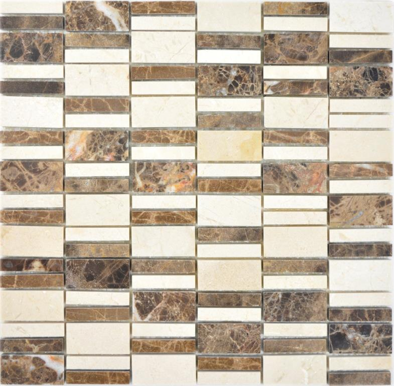 Mosaico de mármol piedra emperador oscuro cremarfil mosaico azulejo pared backsplash cocina cuarto de baño MOS88-1201_f