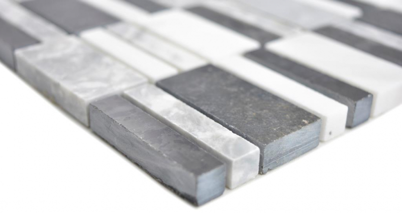 Mármol azulejo de mosaico negro gris blanco claro pared azulejo backsplash - MOS88-0123