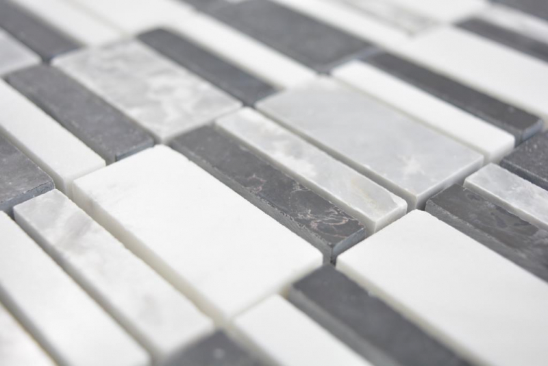 Mármol azulejo de mosaico negro gris blanco claro pared azulejo backsplash - MOS88-0123
