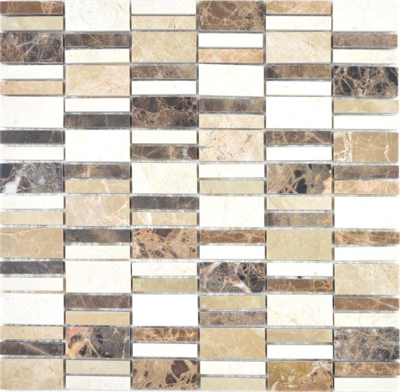 Muestra de mano mármol mosaico piedra emperador oscuro cremarfil mosaico azulejo pared azulejo backsplash cocina baño MOS88-1213_m