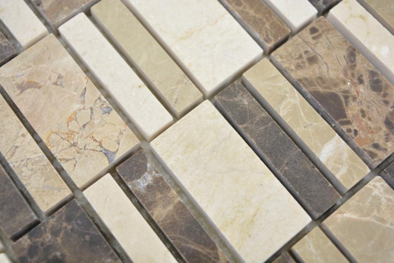 Muestra de mano mármol mosaico piedra emperador oscuro cremarfil mosaico azulejo pared azulejo backsplash cocina baño MOS88-1213_m